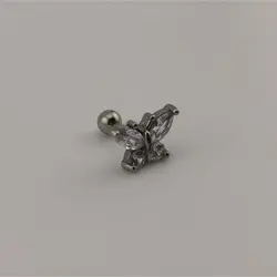 پیرسینگ گوش پروانه نگین دار استیل | اکسسوری گلامور