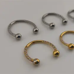 پیرسینگ نعلی نگین دار دو رنگ | اکسسوری گلامور