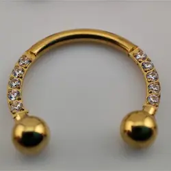 پیرسینگ نعلی نگین دار دو رنگ | اکسسوری گلامور