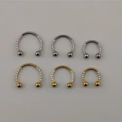 پیرسینگ نعلی نگین دار دو رنگ | اکسسوری گلامور