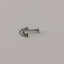 پیرسینگ گوش آویزدار هلالی نقره ای | اکسسوری گلامور