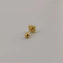 پیرسینگ گوش نگین دار مربعی طلایی | اکسسوری گلامور