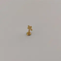 پیرسینگ گوش طرح صلیب طلایی پشت تخت | اکسسوری گلامور