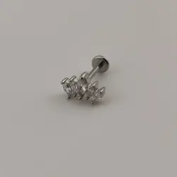 پیرسینگ گوش زنانه طرح تاج نگین دار دو رنگ | اکسسوری گلامور