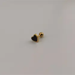 پیرسینگ گوش طلایی قلب داخل مشکی | اکسسوری گلامور