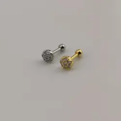 پیرسینگ گوش زنانه طرح گل نگین ریز دو رنگ | اکسسوری گلامور