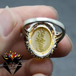 انگشتر عقیق شرف الشمس اصل رکاب چهار چنگ کد R_1038B