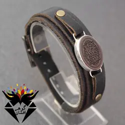 دستبند حدید سماقی حکاکی صلوات کد D_1658