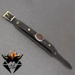 دستبند حدید سماقی حکاکی صلوات کد D_1658