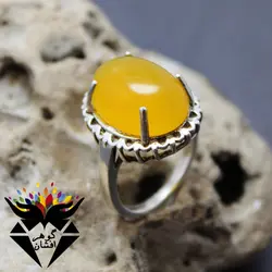 انگشتر عقیق شرف الشمس اصل رکاب چهار چنگ کد R_1038B