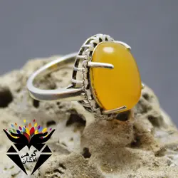 انگشتر عقیق شرف الشمس اصل رکاب چهار چنگ کد R_1038B