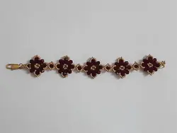 دستبند منجوق کریستالی زرشکی