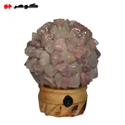 چراغ خواب با سنگ رزکوارتز به همراه کریستال کوارتز