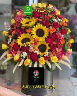 باکس گل آفتابگردان و رز قرمز کد 120
