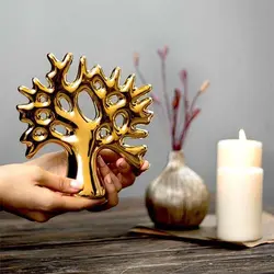 دکوری مجسمه درخت بزرگ و کوچک آرزو طلایی و نقره ای استند جاجواهری