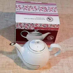 قوری چینی مقصود خط طلا مدل رویال