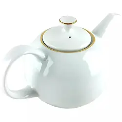قوری چینی مقصود سفید خط طلا سایز بزرگ
