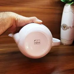 قوری چینی مقصود سفید خط طلا سایز بزرگ