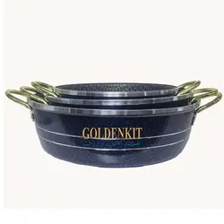 ماهیتابه زنبوری 3عددی دسته طلایی دربدار و بدون درب ( تابه پرتوکالا)