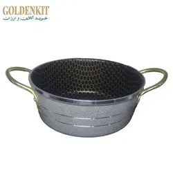 ماهیتابه زنبوری 3عددی دسته طلایی دربدار و بدون درب ( تابه پرتوکالا)