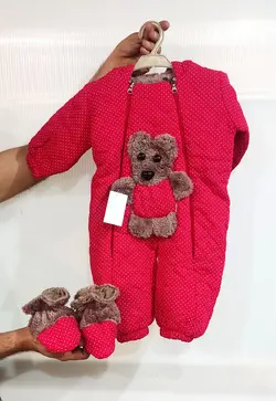 کاپشن سرهمی خالدار خرسی