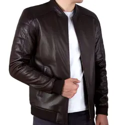 کاپشن چرم طبیعی مردانه کد 1003