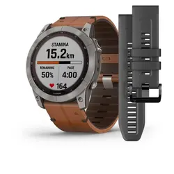 ساعت گارمین fenix 7X Sapphire Solar Chestnut Leather Band