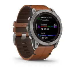 ساعت گارمین fenix 7X Sapphire Solar Chestnut Leather Band