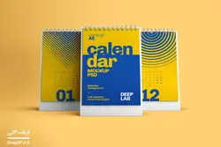 مجموعه موکاپ تقویم رومیزی عمودی