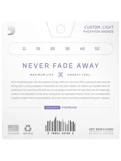 D’Addario XS Phosphor Bronze Coated Acoustic Guitar Strings Custom Light 11-52