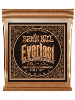Ernie Ball Everlast Extra Light Coated Phosphor Bronze Acoustic Guitar Strings 10-50 Gauge
