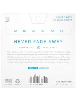 D’Addario XS Phosphor Bronze Coated Acoustic Guitar Strings Light 12-53