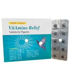 مولتی ویتامین  ریلایف  VitAmino Relief مخصوص کبوتر و  پرندگان زینتی  ورق 10 عددی