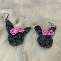 گوشواره قلاب بافی طرح خرگوش