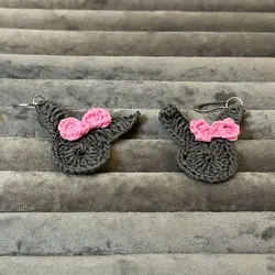 گوشواره قلاب بافی طرح خرگوش