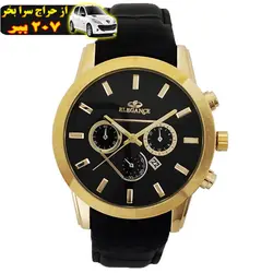 ساعت مچی عقربه‌ای مردانه مدل سه موتور بندچرمی تاریخ شمار