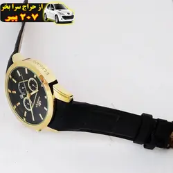 ساعت مچی عقربه‌ای مردانه مدل سه موتور بندچرمی تاریخ شمار