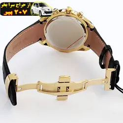 ساعت مچی عقربه‌ای مردانه مدل سه موتور بندچرمی تاریخ شمار