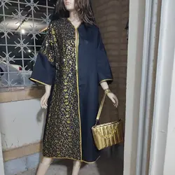 مانتو زنانه مدل لینن پولک پوزی