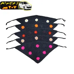 دستمال سر زنانه مدل باندانا قلاب بافی طرح گل های بهاری کد zo5025