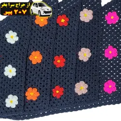 دستمال سر زنانه مدل باندانا قلاب بافی طرح گل های بهاری کد zo5025