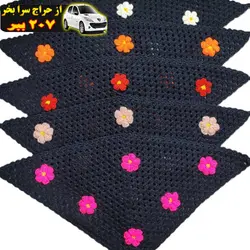 دستمال سر زنانه مدل باندانا قلاب بافی طرح گل های بهاری کد zo5025