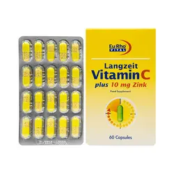 ویتامین C پلاس + 10 میلی گرم زینک یوروویتال 60 عددی