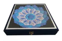 بشقاب میناکاری مس با جعبه مخمل در ابعاد متنوع