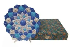 بشقاب میناکاری مس با جعبه ترمه در ابعاد متنوع