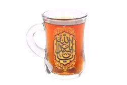 استکان کمر باریک دسته دار با طرح یا اباعبدالله(6تایی)