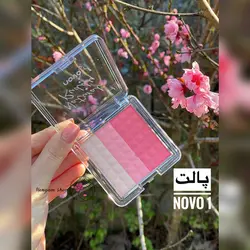 رژگونه و هایلایتر ۳ رنگ از برند novoقشنگ ترینthree color gradient blush novo