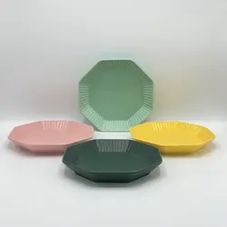 ظروف سرامیکی – بشقاب چند ضلعی تک رنگ