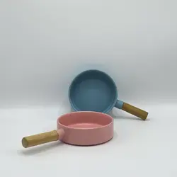 ظروف سرامیکی – کاسه سرو دسته چوبی