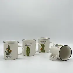 ماگ سرامیکی – طرح کاکتوس لبه مشکی